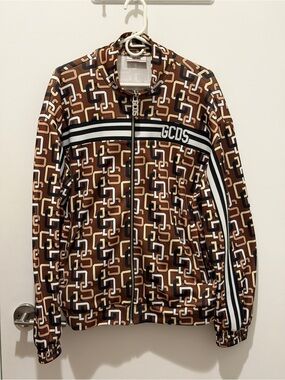 GCDS monogram-print zip-up jacket tracksuit - Made in Italy